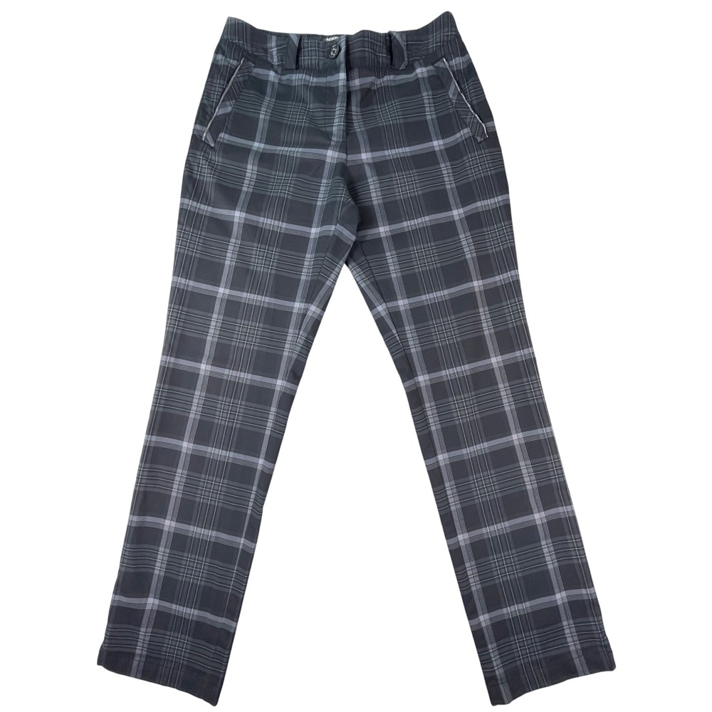 Nike Golf Pants Womens 6 Black Plaid Tour Performance Dri-FIT Straight Trousers